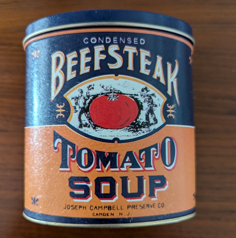 Vintage Campbells Condensed Beefsteak Tomato Soup Tin Collectible Can Prop Gift